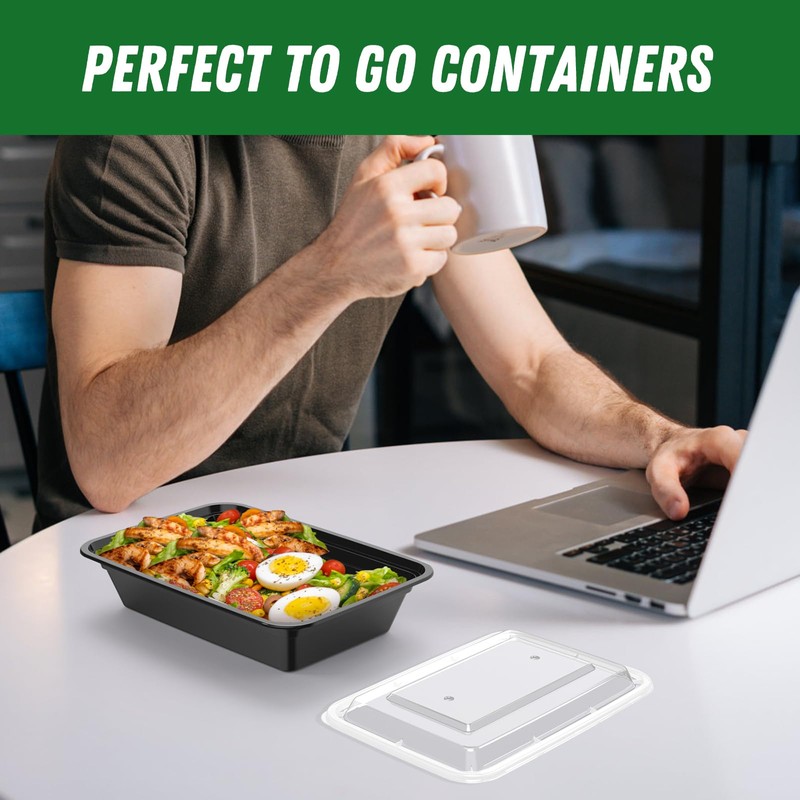 50 Pack (100-Piece) 32 oz Meal Prep Containers Reusable with