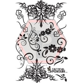 Tactical Penguin Floral 1 Stencil for cerakote, gunkote, duracoat Avery Paint mask Sticky Back Vinyl
