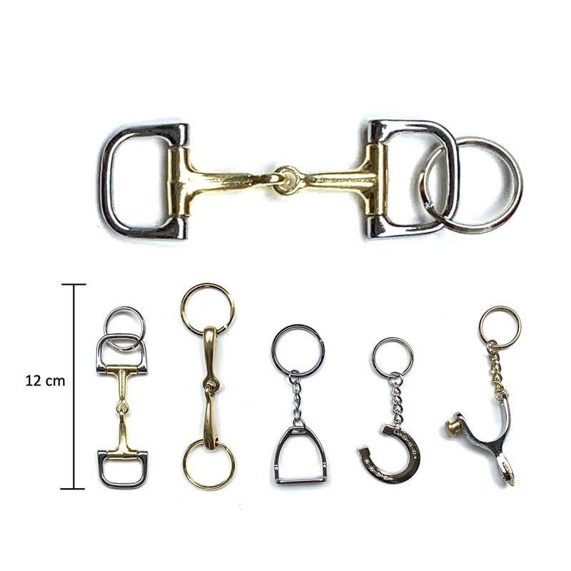JA Horse Keyring Pendant Horse Rider Pony (Bit D-Ring), silver