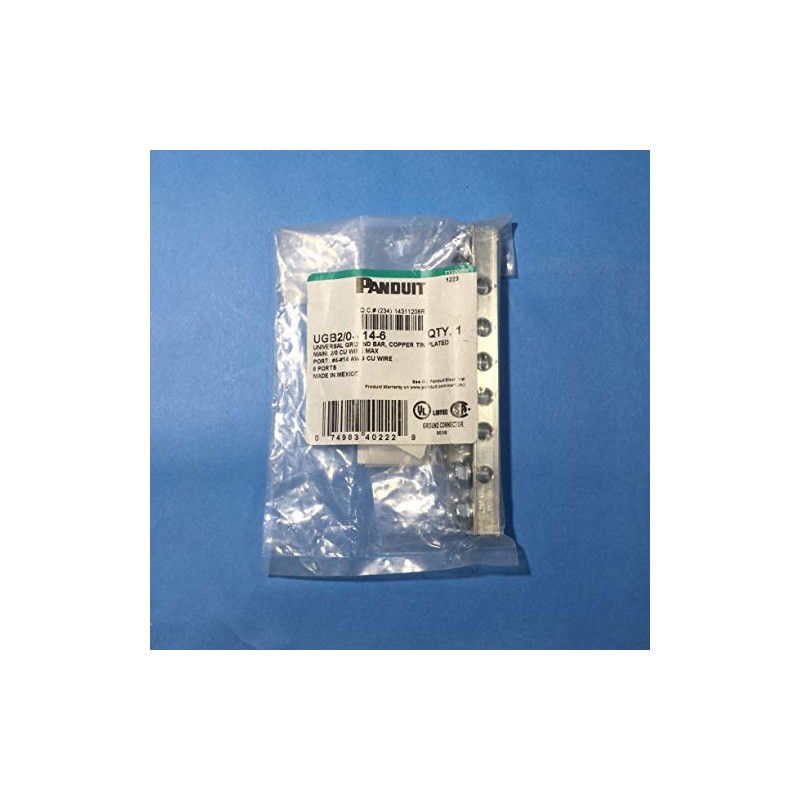 Panduit UGB2/0-414-6 Universal Ground Bar Accepts #14 - #4 AWG
