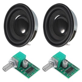 2pcs 1.96inch/50mm 5W 4 Ohm Audio Stereo Speaker Round Loudspeaker with 2PCS 3Wx2 DC 5V Digital Amplifier PAM8403 Amp Module for Arduino DIY Replacement