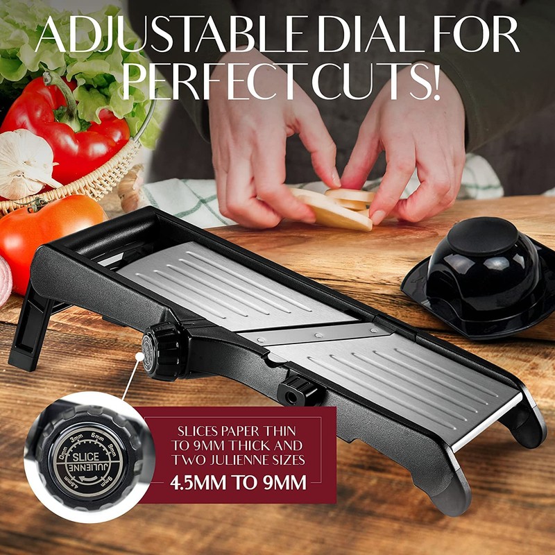 Gramercy Adjustable Mandoline Slicer for Kitchen, Potato Cutter, Vegetable Chopper,