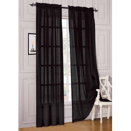 Elegant Comfort® 2 Piece Solid Sheer 60" x 84" Window Curtains/drape/panels/treatment, Black