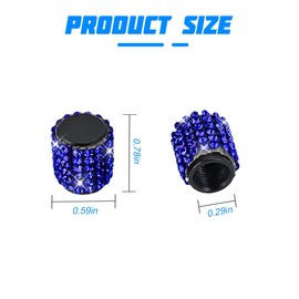 Mandark Bling Car Tire Valve Stem Caps, 4PCS Crystal Rhinestone Vehicle Tyre Valve Cover, Dustproof Automotive Exterior Protecetion Accessories, Universal for SUV Sedan Truck (Blue)
