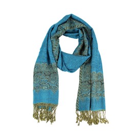 Paskmlna - Chal reversible de doble capa, tela pashmina, turquesa, L