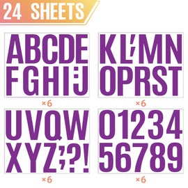 24 Sheets Letter Stickers Bulletin Board Letters Large 4 Inch Vinyl Alphabet Stickers Big ABC Numbers Peel and Stick for Poster Board Classroom Mailbox Crafts Window Door Decoration (Purple)