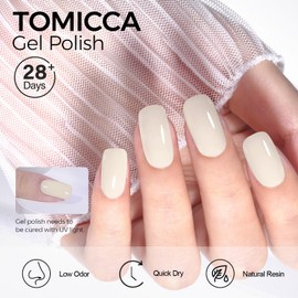 TOMICCA Milky White Gel Polish, Light Pink Gel Polish, Nude Nail Polish Gel, Bubble Bath Gel Nail Art Manicure Salon DIY