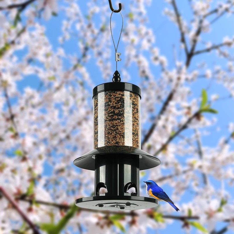 Squirrel Proof Bird Feeder - 360° Feeding Perch Tray for