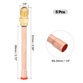 QUARKZMAN 1/4" SAE 45 Degree Brass Pipe Fitting, Pack of 5 Flare Connector with Male Thread Adapter and Copper Pipe for Air Conditioning HVAC Refrigeration System