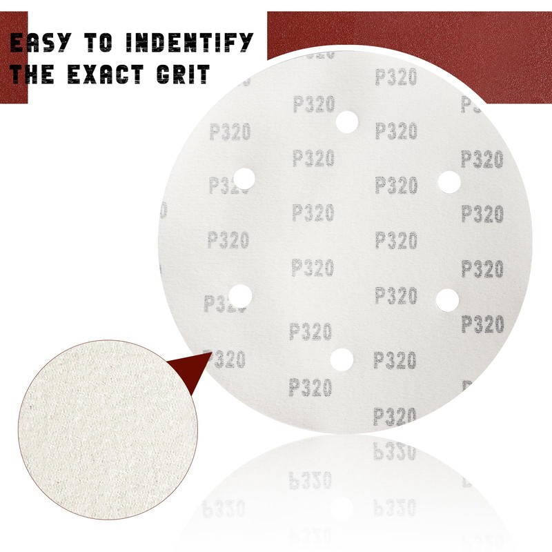 9 Inch 6 Hole Sanding Disc, GOH DODD 320 Grit