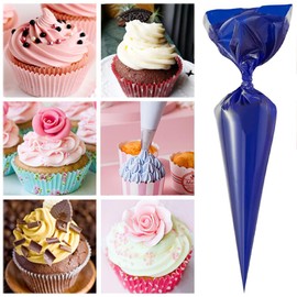 WWZJ Strong Professional 21" Disposable Piping Bags Pastry Bags for Home Baking, Icing, Cupcake (Dark Blue-50Pcs, 52x25)