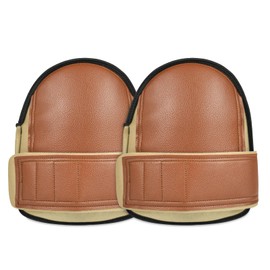 CTHOPER Safety Knee Pads for Work Super Soft Leather Knee Protector For Construction, Garden, Clean, Floor and Garage, Large Size in Pairs (Dark Khaki)