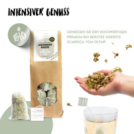 Delinio Griechischer Bio Bergtee Sideritis Scardica handgefüllte Teebeutel 10 x a 2 Gramm, der Beliebte vom Olymp, nur Blüten, sehr ergiebig