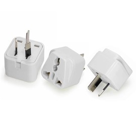 LZLRUN Universal Travel Adapter: US,EU,UK to AU, 3-Pin, White 3PCS