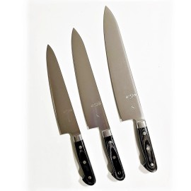 HANAKO Chef Knife Set 9.5, 11 & 12 inch German Steel Pakkawood Handle Kitchen Cutlery