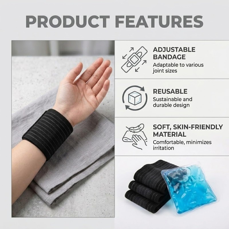 6 Pack Ice Pack Extension Straps - 35"x3" Elastic Wrap