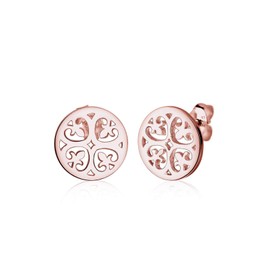 Elli Women Genuine Jewellery Earrings Stud Ear Ornament Floral 925 Sterling Silver Gold Plated Rose