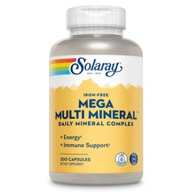 SOLARAY Mega Multi Mineral, Iron Free - Daily Mineral Supplement w/Trace Minerals, Electrolytes, Calcium, Magnesium, Zinc, Selenium, Boron -Cellular Energy, Immune Support, 60-Day Guarantee, 50 Serv