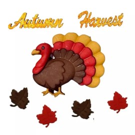 Shelly's Buttons Autumn Harvest - Shelly's Buttons - Autumn Fall Turkey Leaves Sewing Craft Scrap
