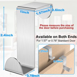 Shexkent Door Hooks, Over Door Hanger 6 Pack Stainless Steel Door Hanger - Coat Hooks - Over Door Hook Ideal for Bedroom, Bathroom, Kitchen, Wardrobe, Silver