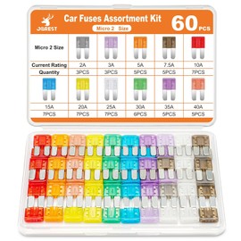 Jorest Kit de fusibles micro de 60 piezas - Kit de fusibles micro 2, fusibles de repuesto automotrices micro 2 para automóvil, caravana, camión, motocicleta (2Amp 3A 5A 7.5A 10A 15A 20A 25A 30A 35A