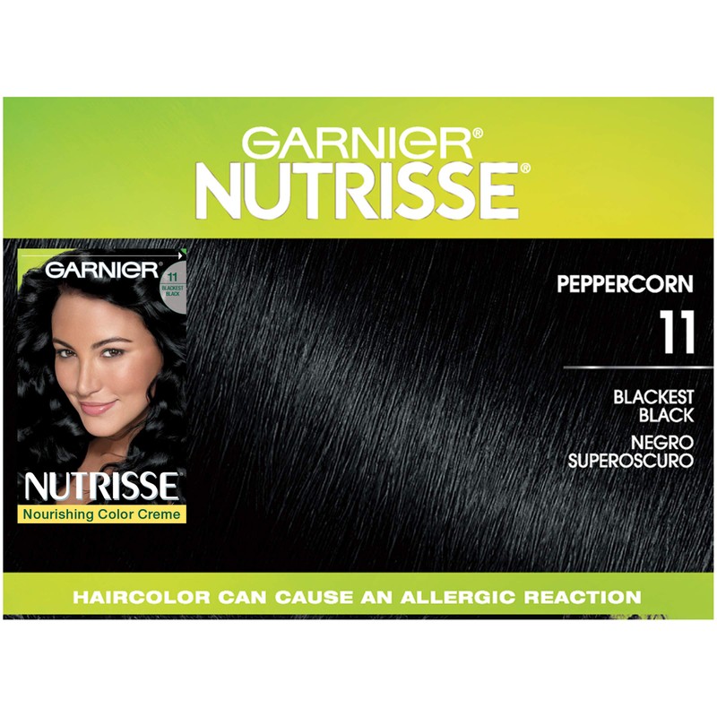 Garnier Nutrisse Nourishing Hair Color Creme, 11 Blackest Black (Packaging