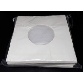 docsmagic.de 100 Polylined Paper Inner Sleeves for 7 Inch 45 rpm Vinyl Records White - Record Sleeves White