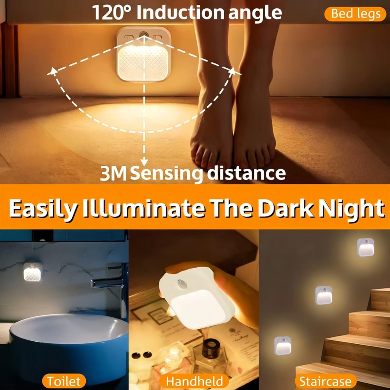 HESUSLA 2-Pack Motion Sensor Night Light, Rechargeable Wireless Magnetic LED
