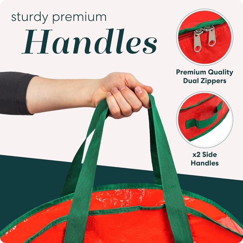 Christmas Wreath Storage Bag - Made from Heavy-Duty Tarp Material
