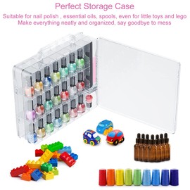 JIASHENG JIASHENG Nail Polish Organizer Case for 48 Bottles, Gel Nail Polish Storage Holder Double Side Adjustable Space Divider for Acrylic Nail Gel Dip Powder Tips Set with Two Toe Separator