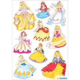 HERMA 3461 Aufkleber Prinzessin klein groß, 27 Stück, Mädchen Sticker mit Princess Motiv, Kinder Etiketten für Fotoalbum Tagebuch Poesiealbum Scrapbooking Geburtstag Deko Briefe DIY Basteln