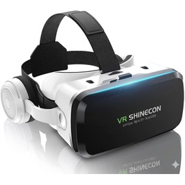 OLANSOR VR Goggles with Headphones, Adjustable Focus, Compatible with 5.5 - 7.2 inches, Aspherical Lenses, Comfortable Wearing, Japanese Instruction Manual Included (English Language Not Guaranteed)