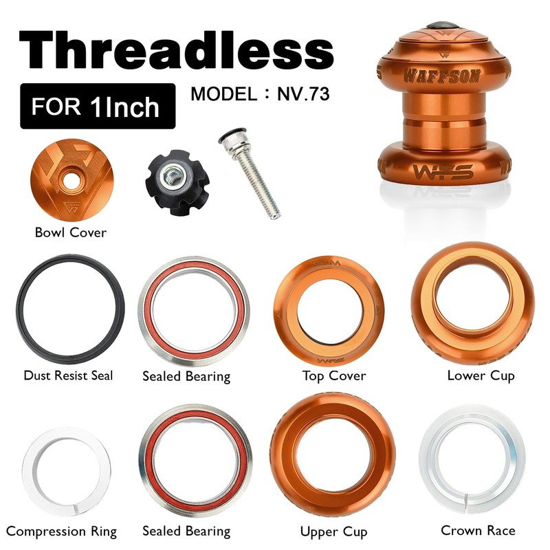 WFS NV.73 1 Inch CNC Alloy Threadless Headset with Top