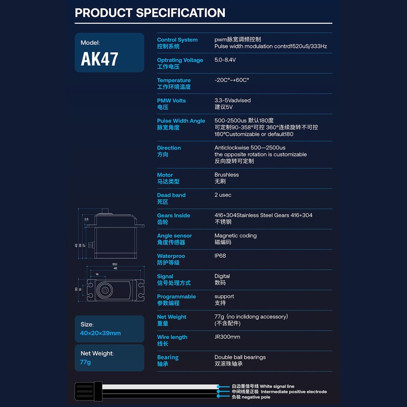 YIPINServo AK47 47KG 180° HV Magnetic Induction Waterproof Brushless Digital