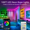 Bvokon 100FT (2 Rolls 50FT) Neon Rope Lights,Flexible Led Rope
