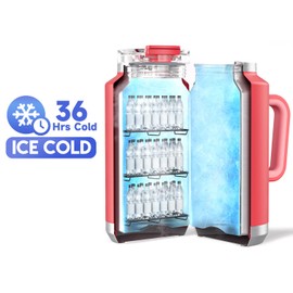 Meoky 50 oz Tumbler with Handle, Stainless Steel Vacuum Insulated Tumbler with Lid and Straw, Keeps Cold for 36 Hours, 100% Leak-proof, BPA-Free (Ruby)