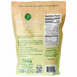 Colibreeco, Freeze-Dried Fruit, Mango, 1.4 Ounce (Pack of 4), Real and Crunchy, Non-GMO, Kosher and Vegan, 100% Fruit, No Sugar Added, Excellent for Healthy Snacks and Gluten Free.