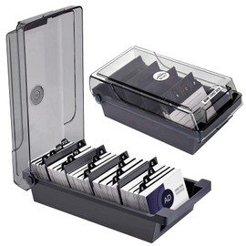 Kaimeilai Business Card Box, Business Card Storage Box with 4 Divider Boards and A-Z Index Tabs, for Office Tabletop, Holds 500 Cards