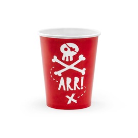Paper Cups Pirates Disposable Set of 6 220 ml Drinking Cups Cardboard Children's Birthday Party Cups Drinking Cups Made of Paper