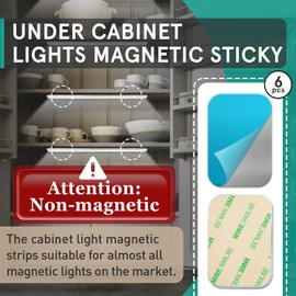 Gfdoso 6 Pcs Under Cabinet Light Magnetic Strip, Replacement Magnetic Strips with Adhesive Backing for Cabinet Lights - Iron Sheet for Cabinet Lighting(Not Magnets)
