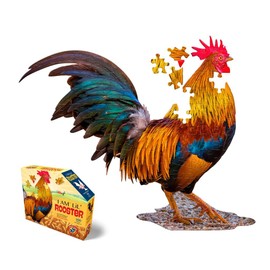 Madd Capp Lil' Rooster 100 Piece Jigsaw Puzzle for Ages 5+ - 4012 - Unique Animal-Shaped Border, Poster Size When Completed, Oversized Puzzle Pieces for Easy Handling, Includes Educational Fun Facts