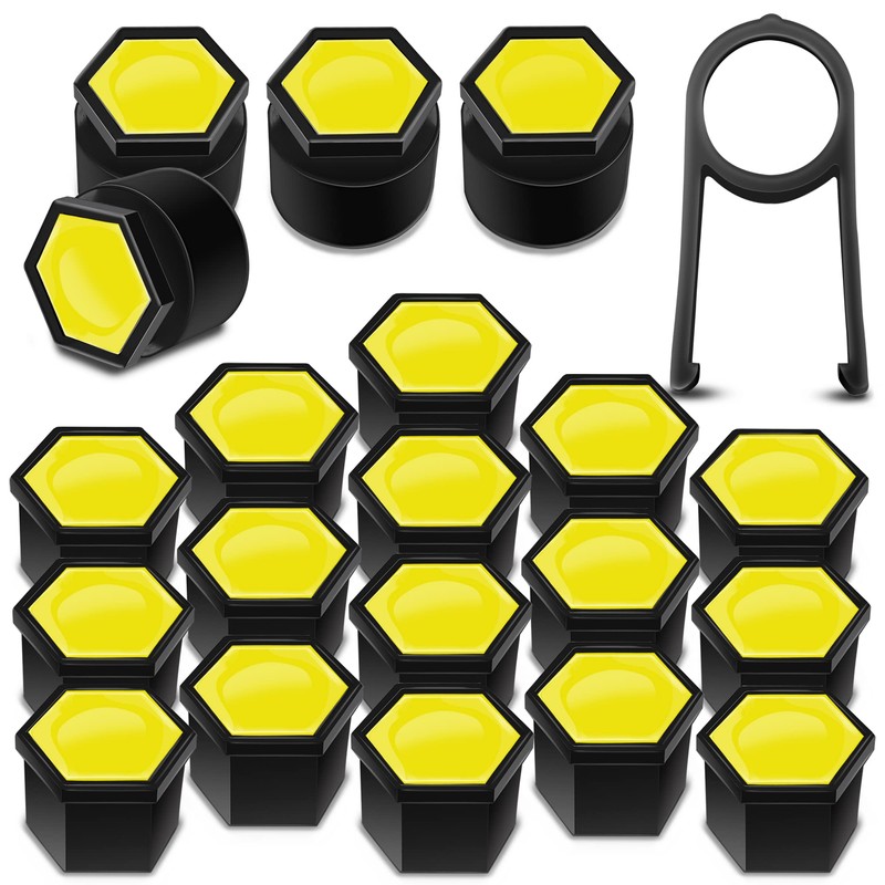 SkinoEu Wheel Nut Covers Locking Bolt Caps Universal Yellow Gloss