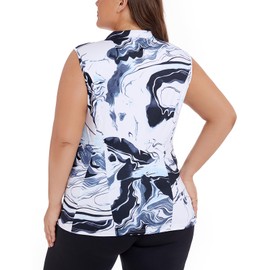 Unsenthy Plus Size Golf Shirts for Women, Workout Tops 1/4 Zip Up Quick Dry Sleeveless Tennis Apparel Pullover XL