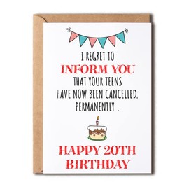 LillaGifts Funny 20Th Birthday Card - 20Th Birthday Card - For Son Daughter Sister Brother Nephew Niece Grandson, 5 x 7 inches