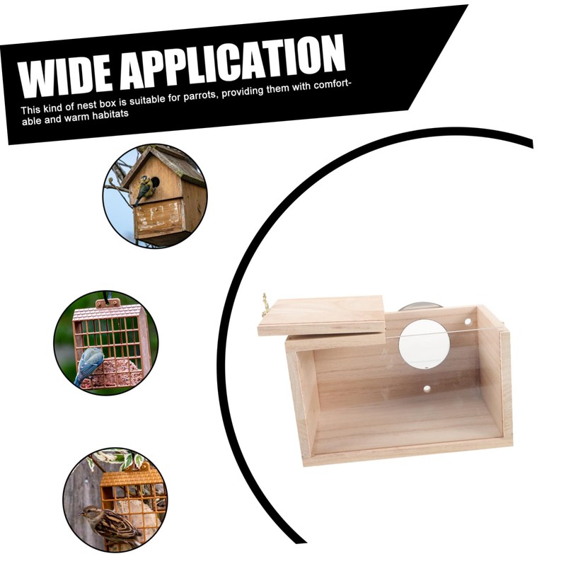 BESPORTBLE Wood Bird Nest Breeding Box Outdoor Cockatiel Nesting Box