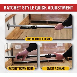 Mytee Products 2 Pack Heavy Duty Adjustable Load Lock Bar for Semi Trailers, Truck Box - 89.75"-104.5" Long Steel Ratcheting Cargo Bar Tie-Down Holder for Enclosed Truck & Vans with 2" - 4" Pads