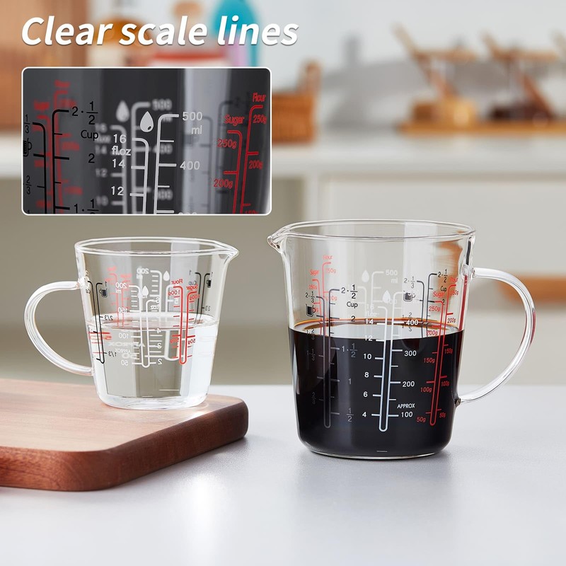 Unbreakable Glass Measuring Cup with V-Shaped Spout and Handle -