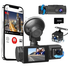 Car DVR, 1080P Car DVR with 32GB Memory Card & Rear Camera, WiFi Connection & APP Control Night -Vision Sensor Car DVR, Car Electronics Accessories, Dash Cam for Car, Car Accessories, Men Gifts
