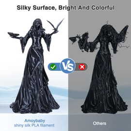 Amoybaby Silk Black PLA Filament 1.75mm, Shiny Silk PLA 3D Printer Filament High Speed & Clog-Free, Dimensional Accuracy +/- 0.03mm, 1kg(2.2lb), Fits for Most FDM 3D Printers