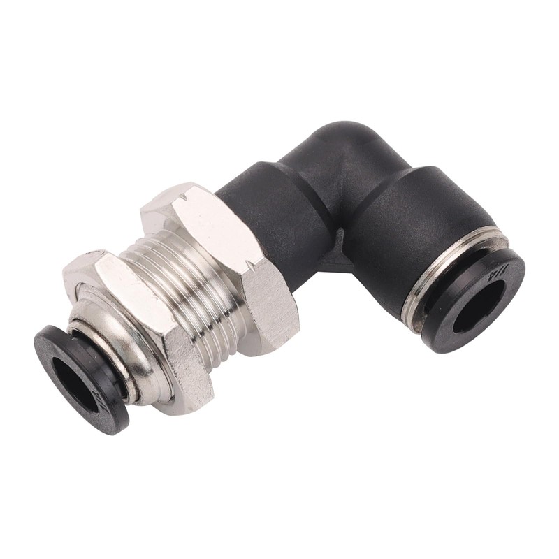 Jienk 5Pcs Bulkhead Elbow 1/4" x 1/4" Tube OD Push